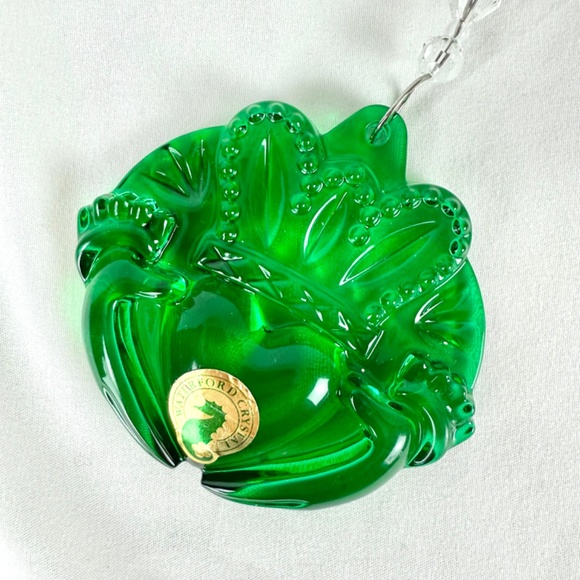 2018 Waterford Crystal Green Claddagh Christmas Ornament with Enhancer Ireland - Picture 3 of 15